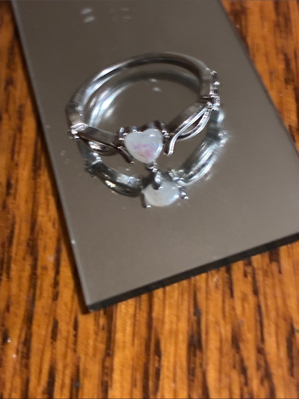 Sterling Silver Heart Opal Ring - Pink Heart